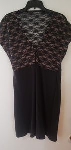 Black lace and nude cocktail dress.